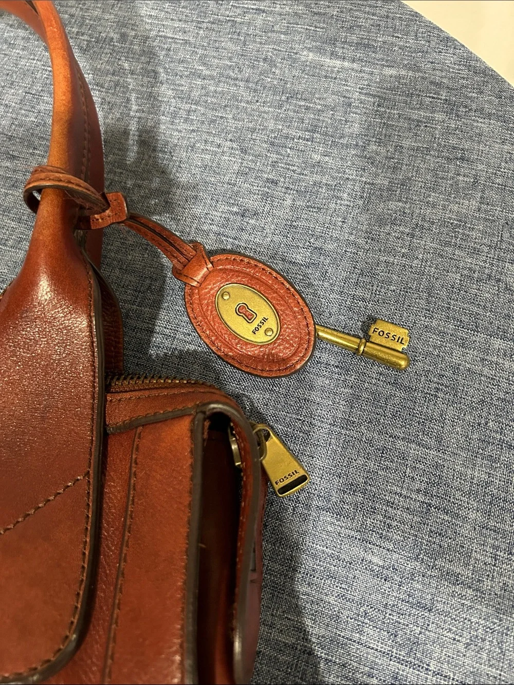 Fossil Vintage Reissue Satchel Rustic Brown Leather Tote with Brass Accents
